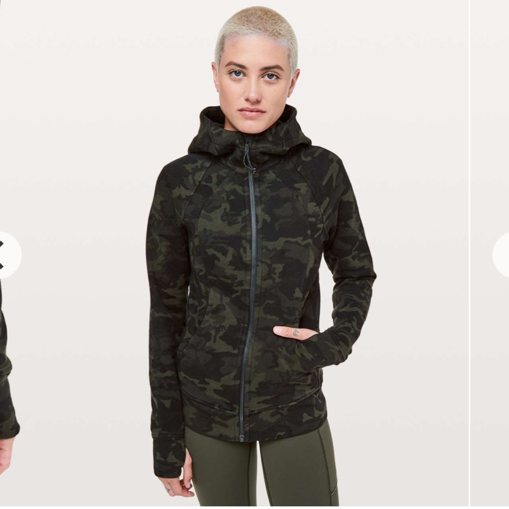Lululemon Scuba Full Zip Hoodie Incognito Camo Gator Green